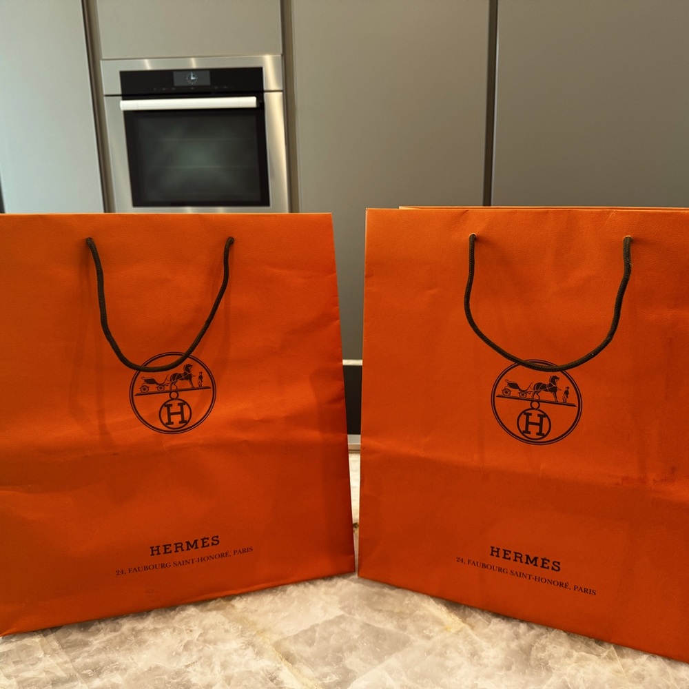 2 Large Hermes shopping bags